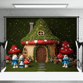 Aperturee - Aperturee Fairy Tale Mushroom World Cute Cake Smash Backdrop